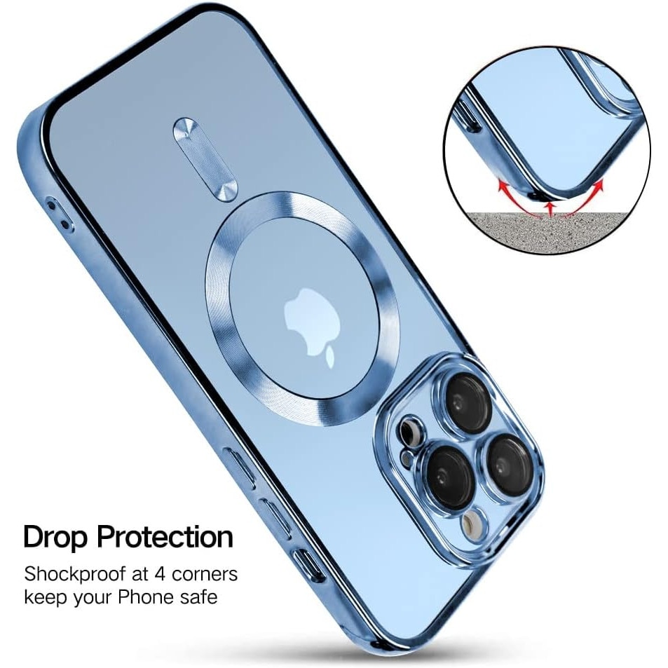 Husa din silicon cu margini metalizate Ultra-Soft, Luxury Magsafe, compatibila cu iPhone 11 / Albastru