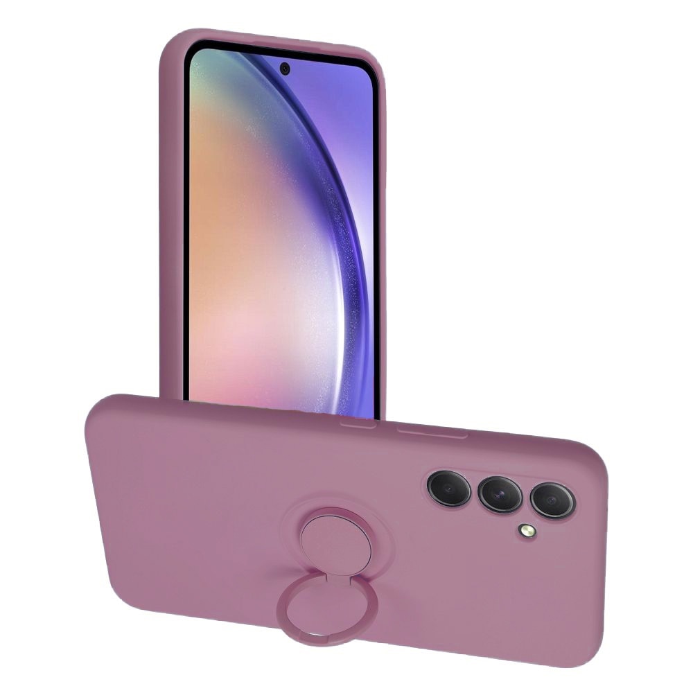 Husa pentru Samsung A25 5G DaDen cu inel rotativ 360, Silicon Premium, Camera Protection, Antisoc, Mov inchis