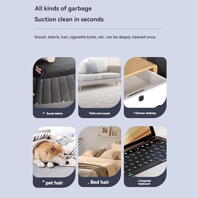 Aspirator portabil, 6000Pa, plasa metalica din otel, albastru-auriu, cu accesorii, pentru casa si masina