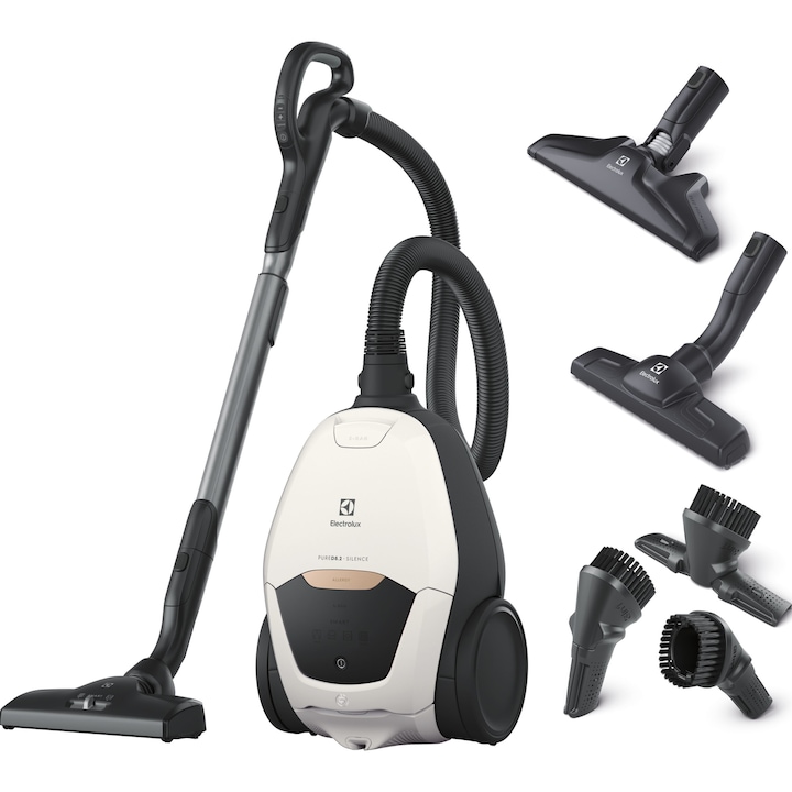 Aspirator cu sac Electrolux PD82-ALRG, Pure D8.2, 500W, sac 3.5L, nivel zgomot 57dB, filtru HEPA, alb