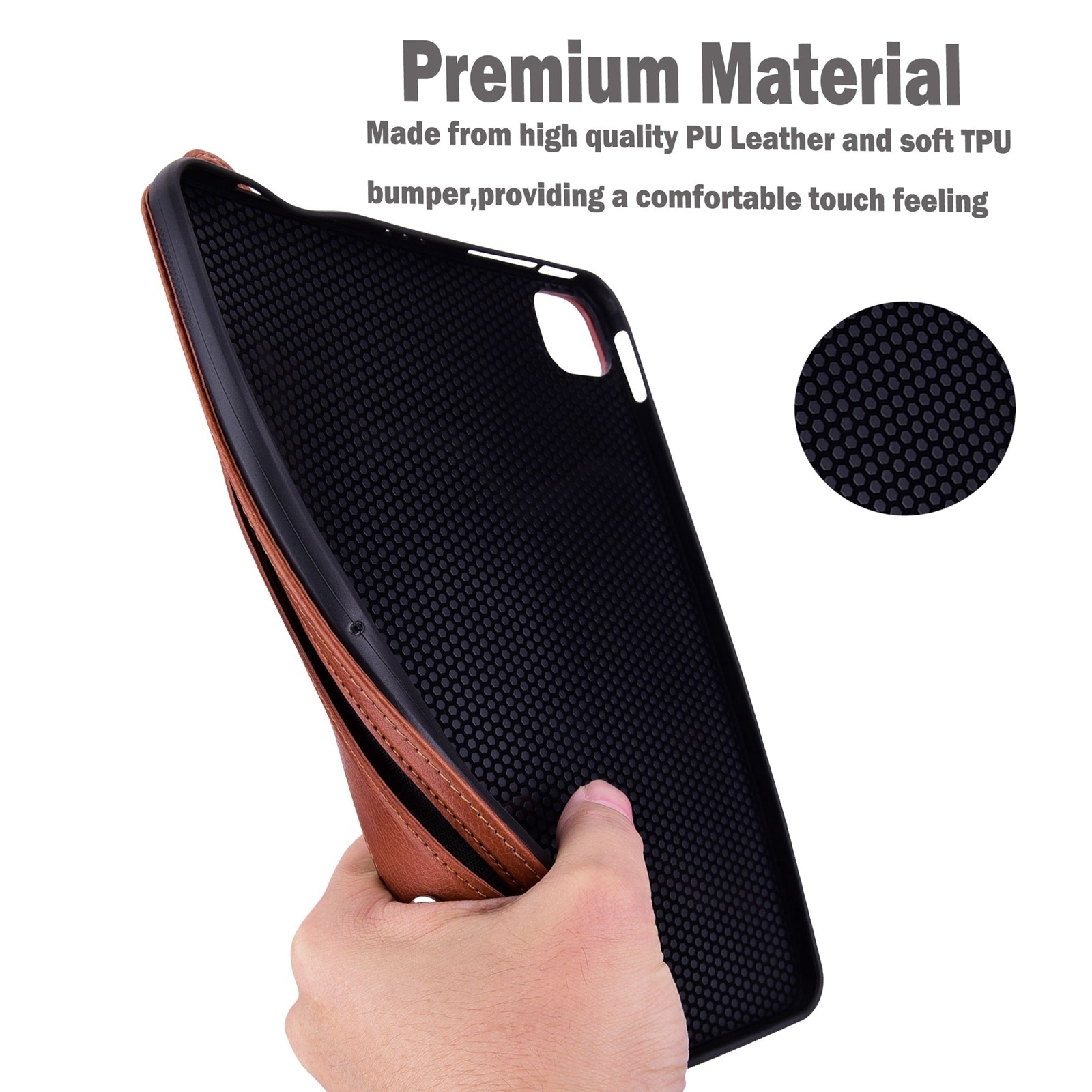 Husa tableta pentru Honor Pad X8a 11 2024, piele TPU, spate din piele cu curea de mana, maro