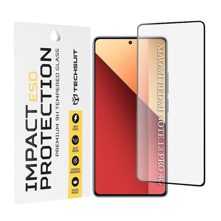 Folie pentru Xiaomi Redmi Note 13 Pro 4G / Poco M6 Pro 4G - Techsuit ESD Glass - Black