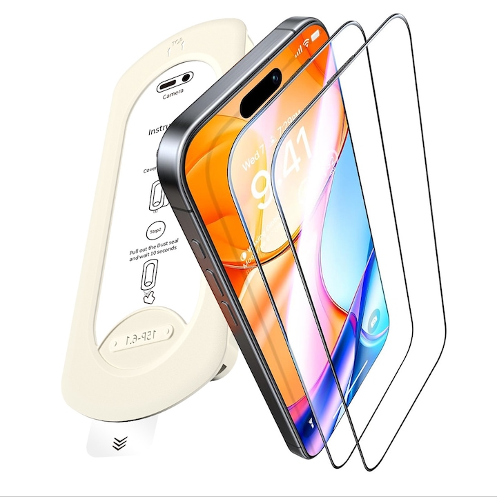 Set 2 Folii Protectie compatibile cu Samsung Galaxy S24, 0.18mm, Sticla Temperata 9H+, Protectie Militara, Aplicare Fara Bule