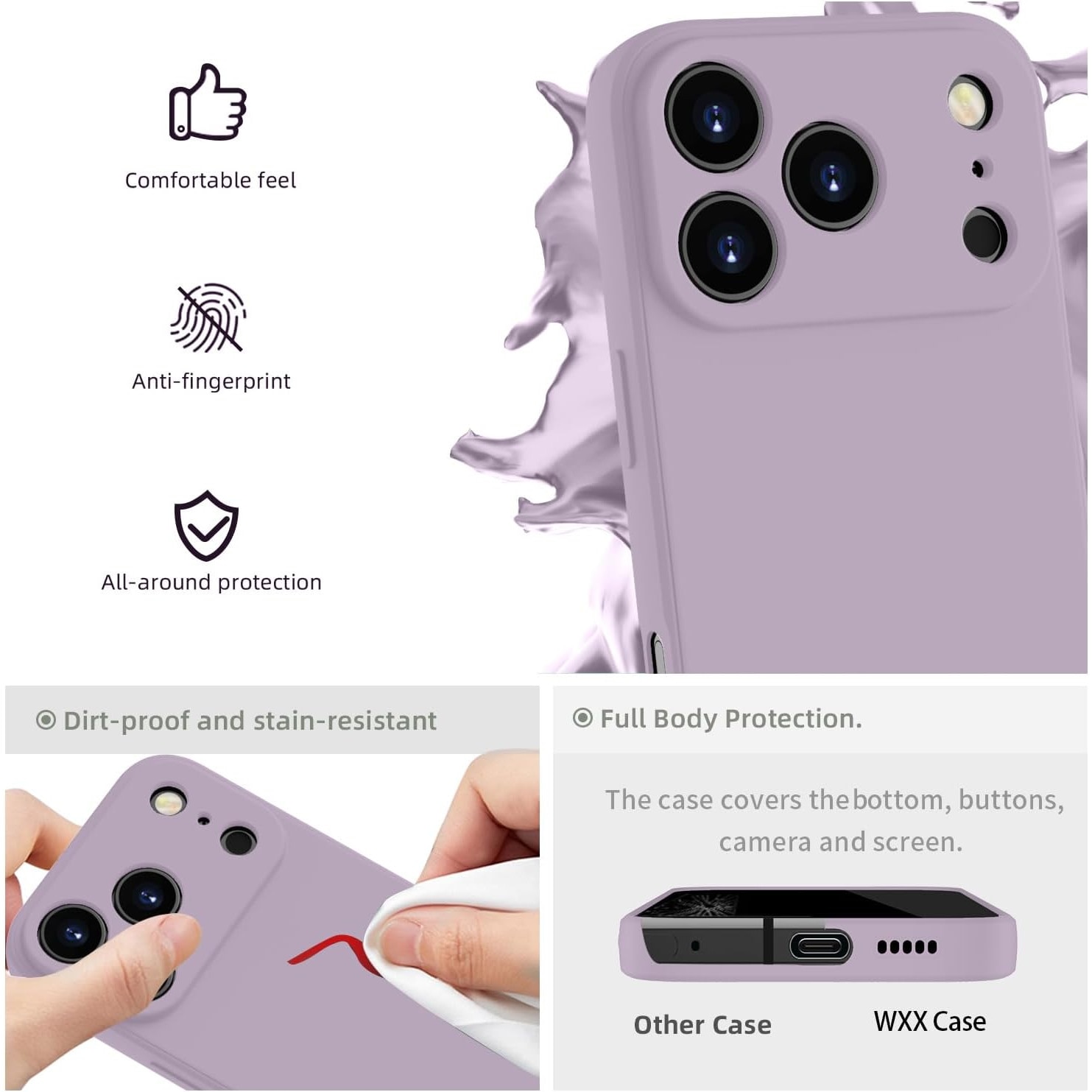 Husa Soft Touch, slim, ALC Mobile, anti soc, compatibila cu IPhone 17 Pro Max, Lila Tpu