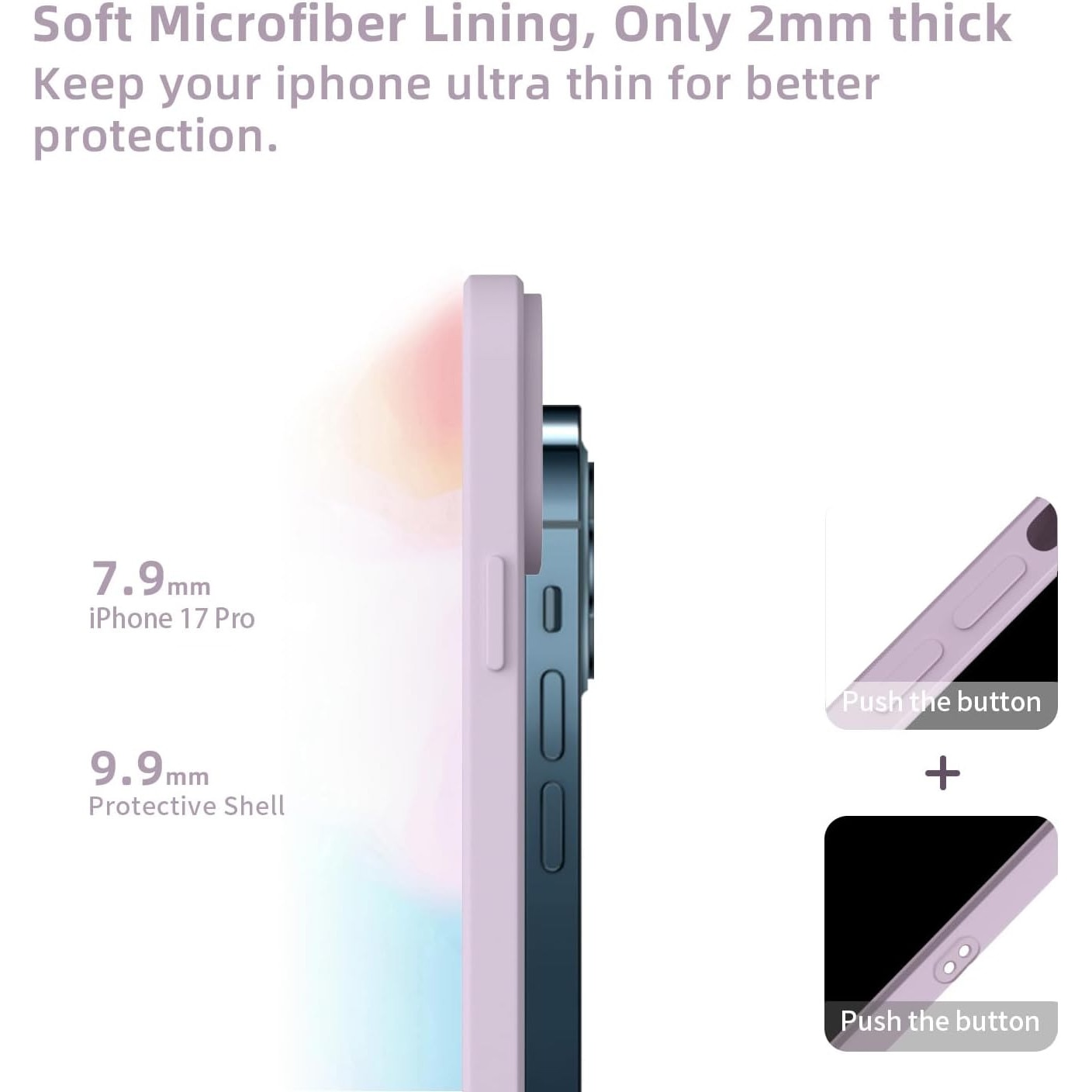 Husa Soft Touch, slim, ALC Mobile, anti soc, compatibila cu IPhone 17 Pro Max, Lila Tpu