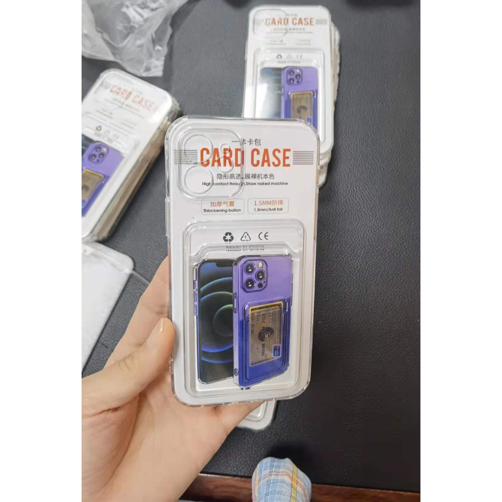 Husa protectie Flippy cu suport card compatibila cu Apple iPhone 13 Pro Max Transparent