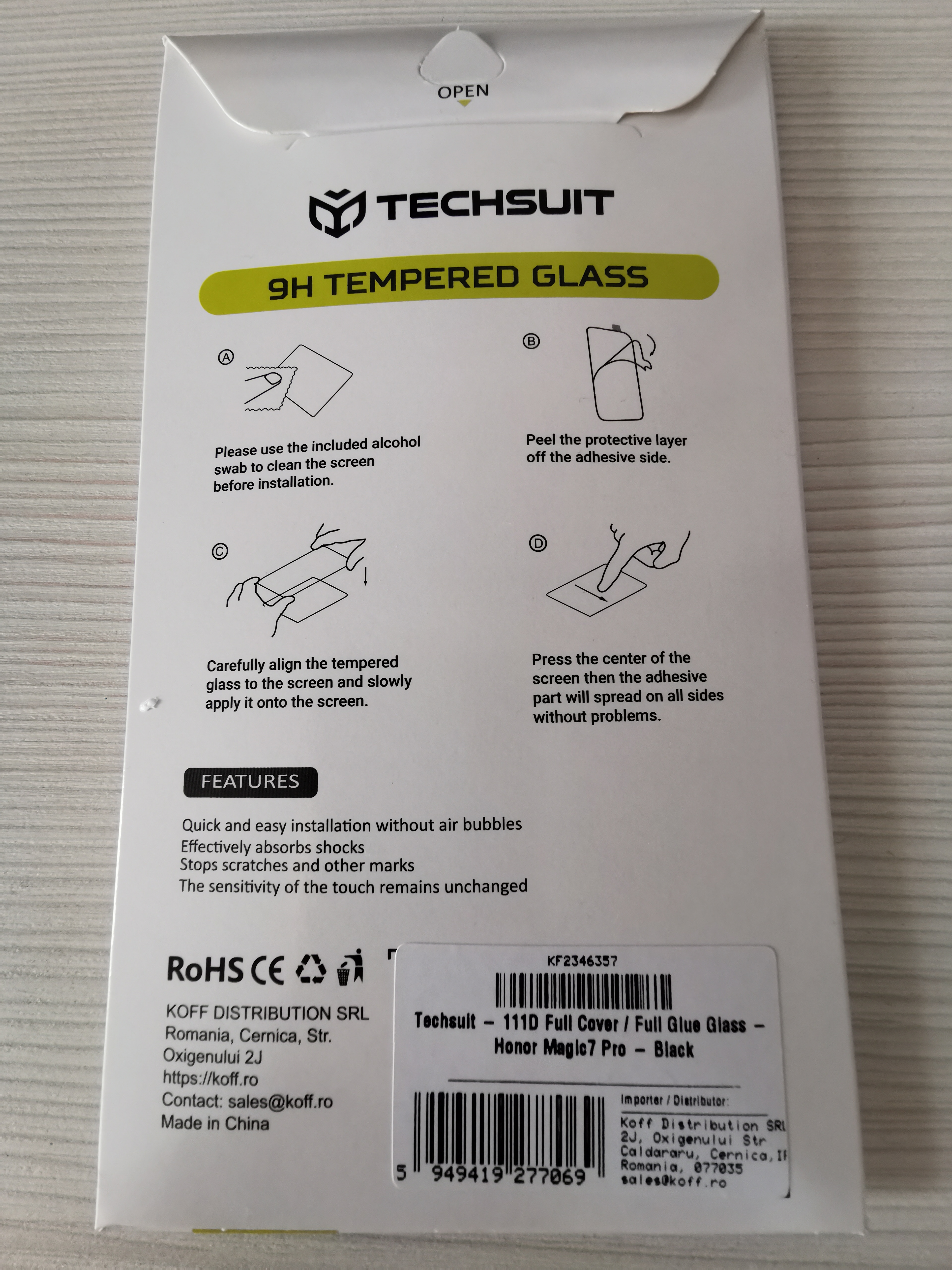 Folie din sticla premium pentru Honor Magic 7 Pro Tempered Glass margini negre