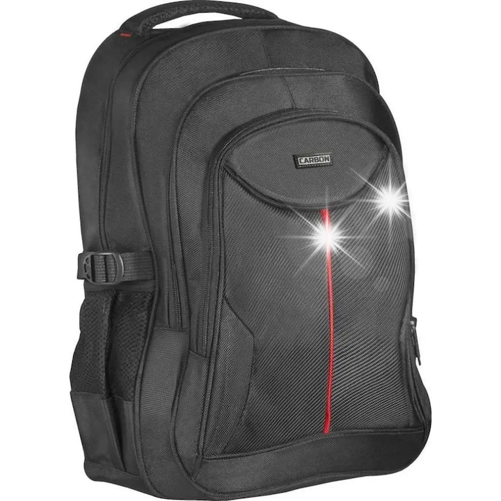 Rucsac laptop Defender Carbon 15.6", negru, poliester, impermeabil, compartimente organizator
