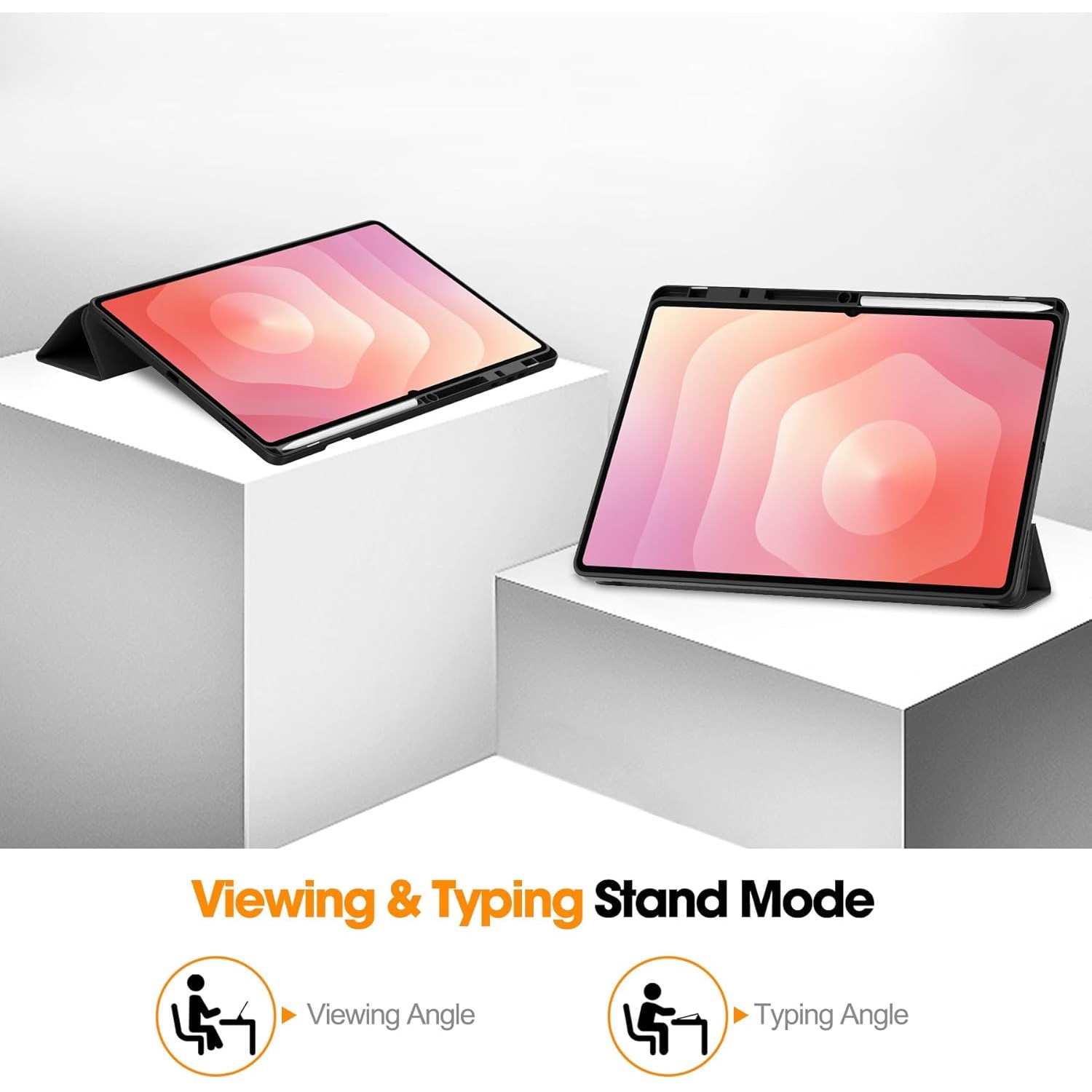 Husa pentru Samsung Galaxy Tab S11 Ultra Soft Shell Light & Slim cu functie wake-up/sleep si compartiment pentru stylus, tip stand - bleu