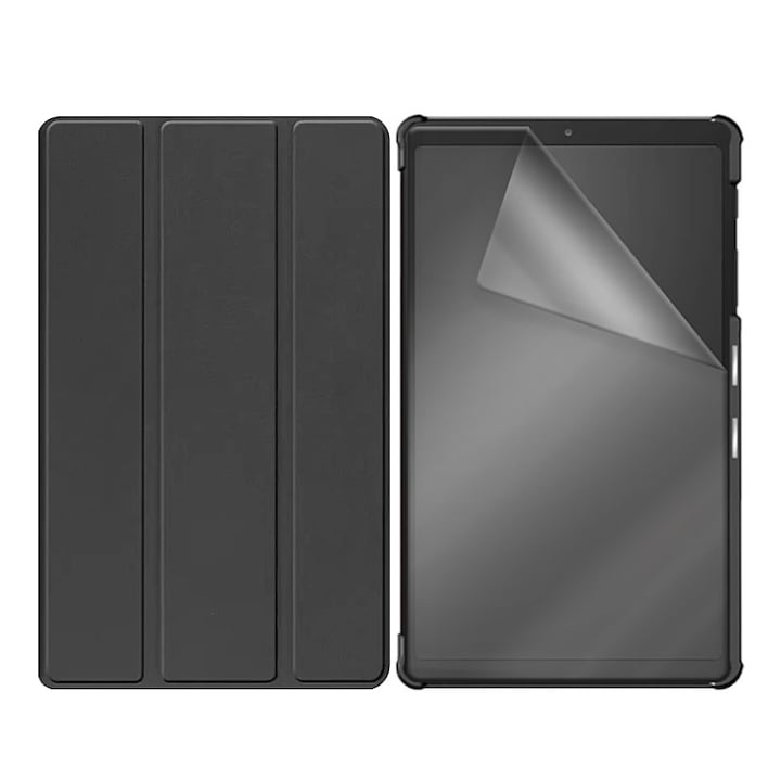 Set Husa Tableta AZIAO si Folie Silicon Huawei Mate Pad T10 /T10S (9.7inch/10.1inch), Protectie Completa 360, Hydrogel Regenerabil, Full Glue, Interior Catifea, Functie de Stand, Display Protejat, Colturi Anti-Soc, Negru