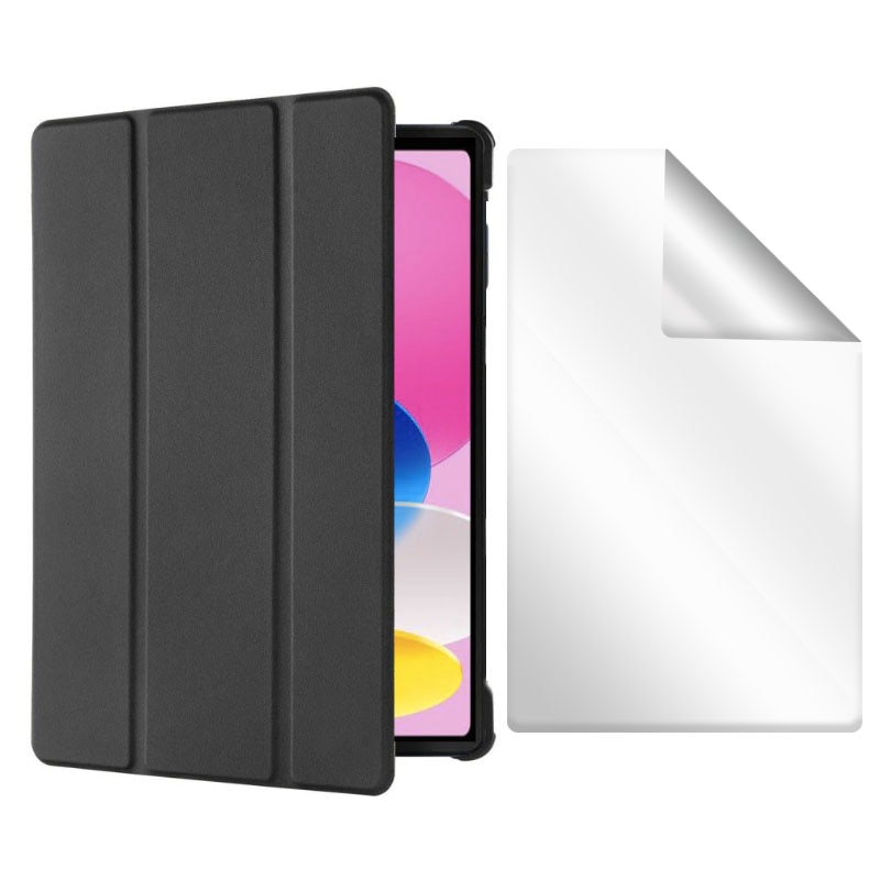Set Husa Tableta AZIAO si Folie Silicon Huawei Mate Pad T10 /T10S (9.7inch/10.1inch), Protectie Completa 360, Hydrogel Regenerabil, Full Glue, Interior Catifea, Functie de Stand, Display Protejat, Colturi Anti-Soc, Negru