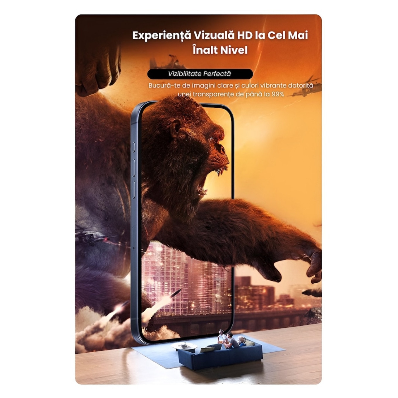 Folie Sticla Securizata, Compatibil cu iPhone 16 Pro, Gorila X instalare usoara cu dispozitiv EASYAPP pentru indepartarea prafului, Anti-zgarieturi, Anti-amprenta, anti-explozie, Anti-soc, Anti-ulei, Anti-orbire