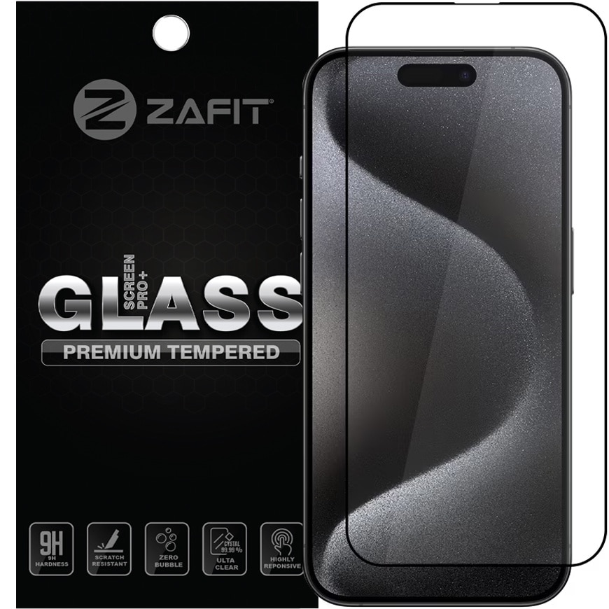 Folie de sticla ZAFIT®, Compatibil Apple iPhone 16 Pro Max, Protectie Profesionala Ecran 3D, Full Cover- Negru