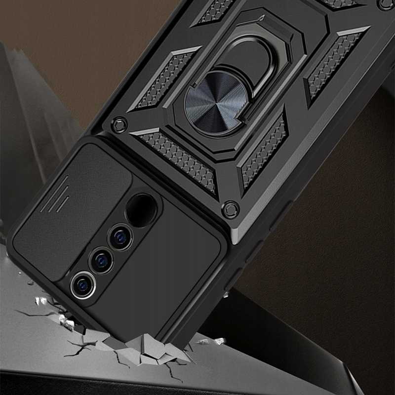 Husa blindata pentru Xiaomi Redmi Note 8 Pro, Spacecase Camring rezistenta, protectie multifunctionala a telefonului cu capac pentru camera, suport pentru degete, magnet incorporat pentru suport auto, suport, inel negru