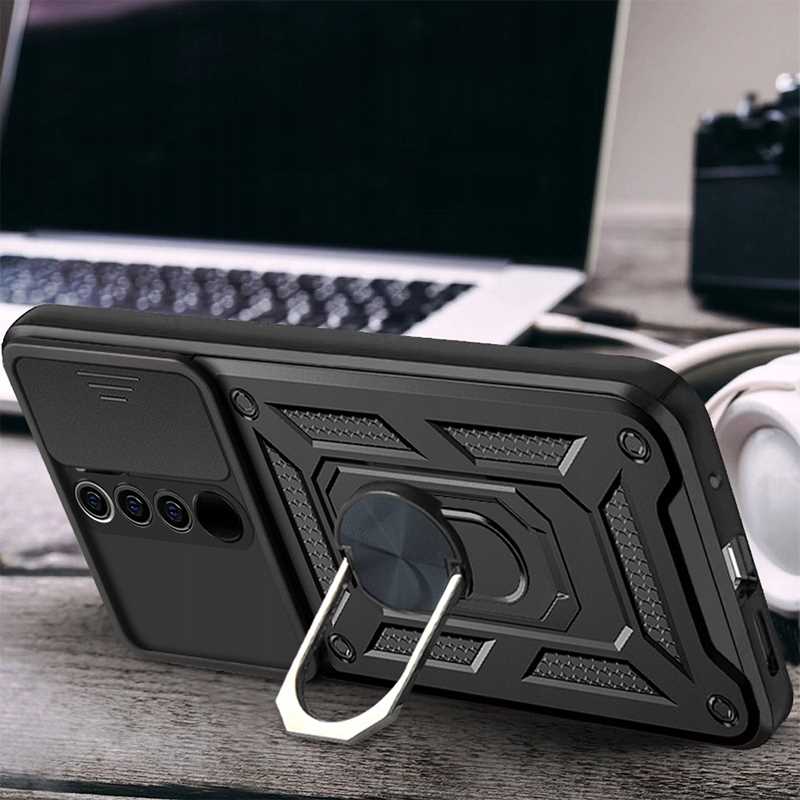 Husa blindata pentru Xiaomi Redmi Note 8 Pro, Spacecase Camring rezistenta, protectie multifunctionala a telefonului cu capac pentru camera, suport pentru degete, magnet incorporat pentru suport auto, suport, inel negru