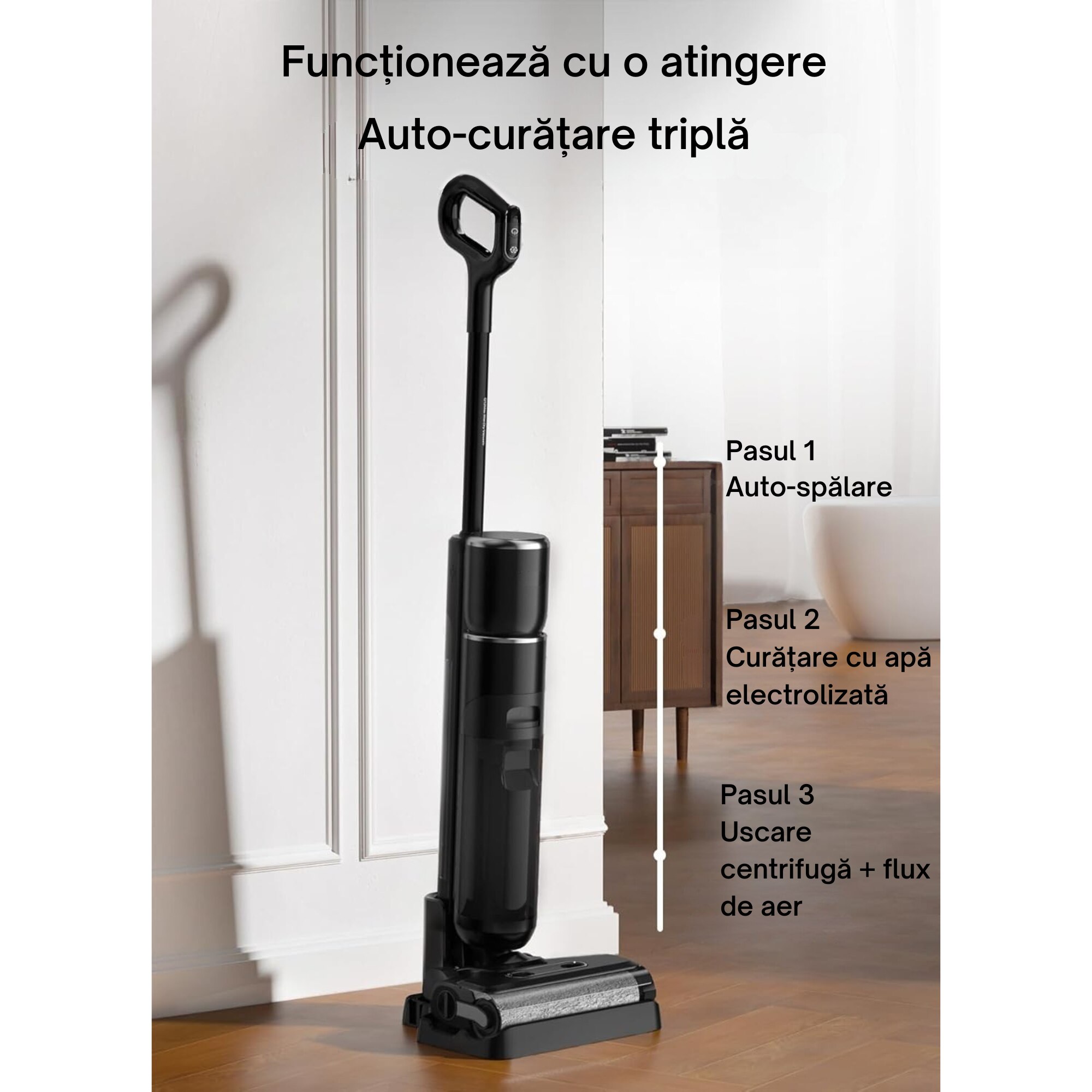 Aspirator Multifuncțional fără Fir VarioShop, 2 în 1, Putere Aspirare 16 kPa, Motor BLDC 200W, Dimensiuni 27x22x111cm