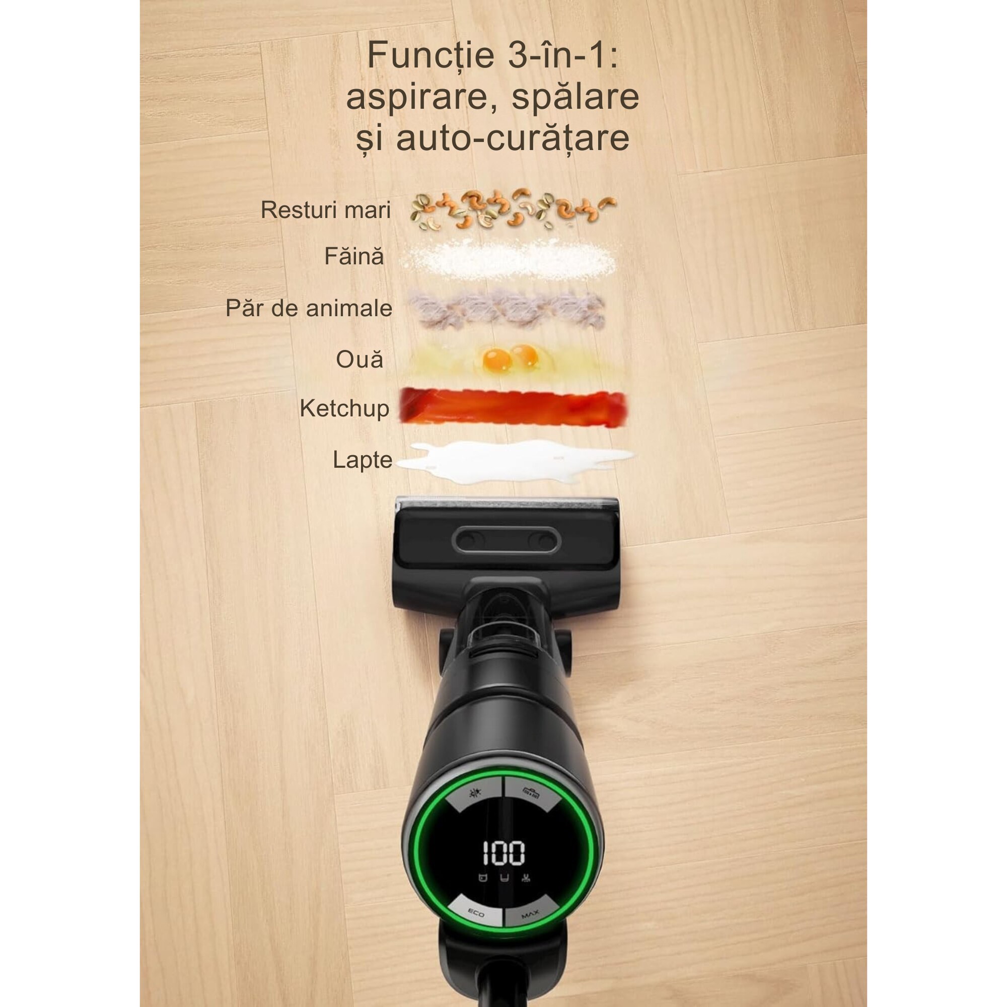 Aspirator Multifuncțional fără Fir VarioShop, 2 în 1, Putere Aspirare 16 kPa, Motor BLDC 200W, Dimensiuni 27x22x111cm