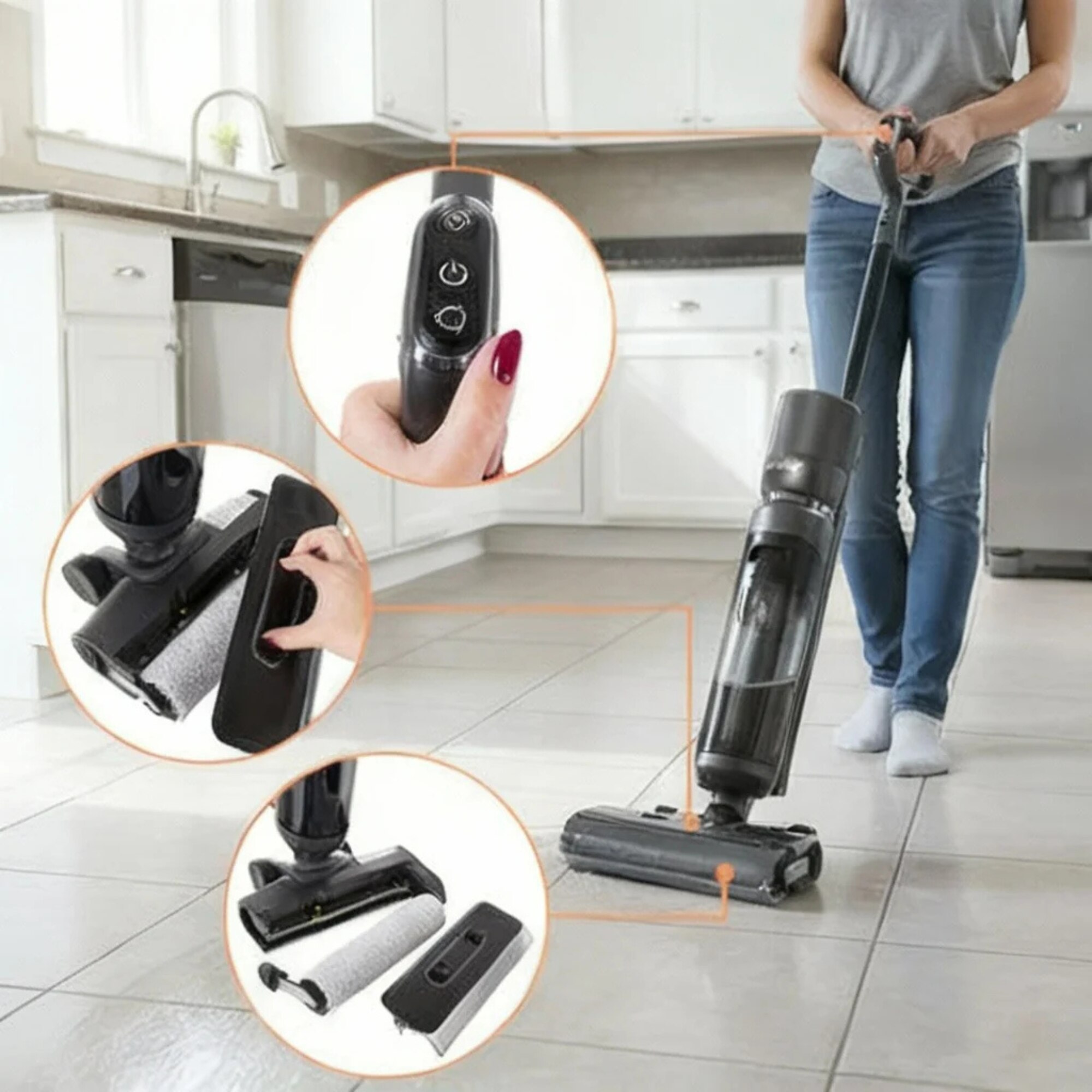Aspirator Multifuncțional fără Fir VarioShop, 2 în 1, Putere Aspirare 16 kPa, Motor BLDC 200W, Dimensiuni 27x22x111cm