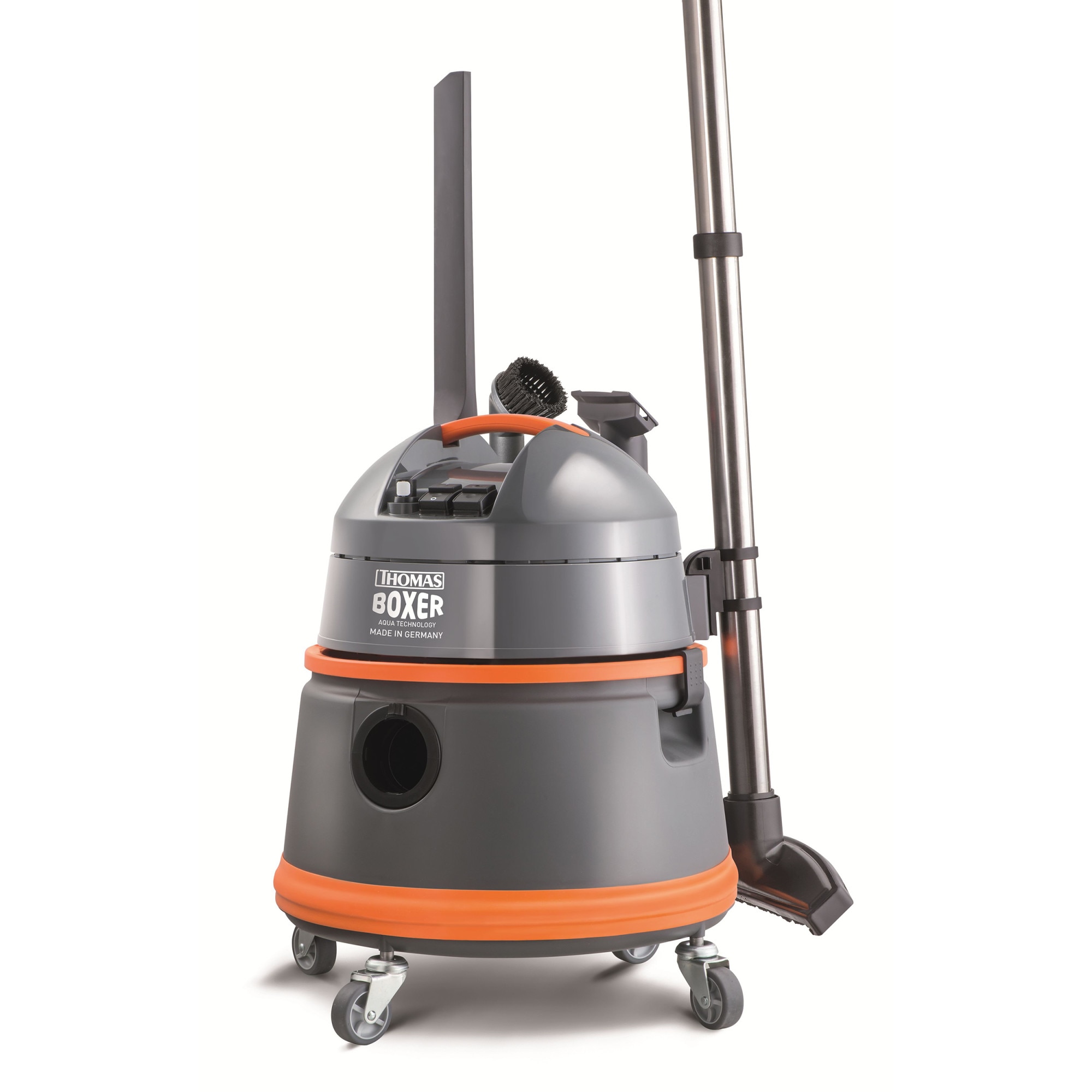 Aspirator fara sac Thomas Boxer 788119, 1400 W, sistem special cu presiune de pulverizare, Portocaliu/Gri
