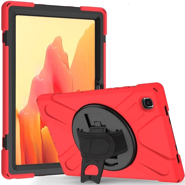 Husa Shockproof Armor, Sigloo, pentru tableta Amazon Kindle Fire HD10, HD10 Plus 2021, Heavy Duty 2 In1 Hybrid Cover, cu suport smart pen, Red