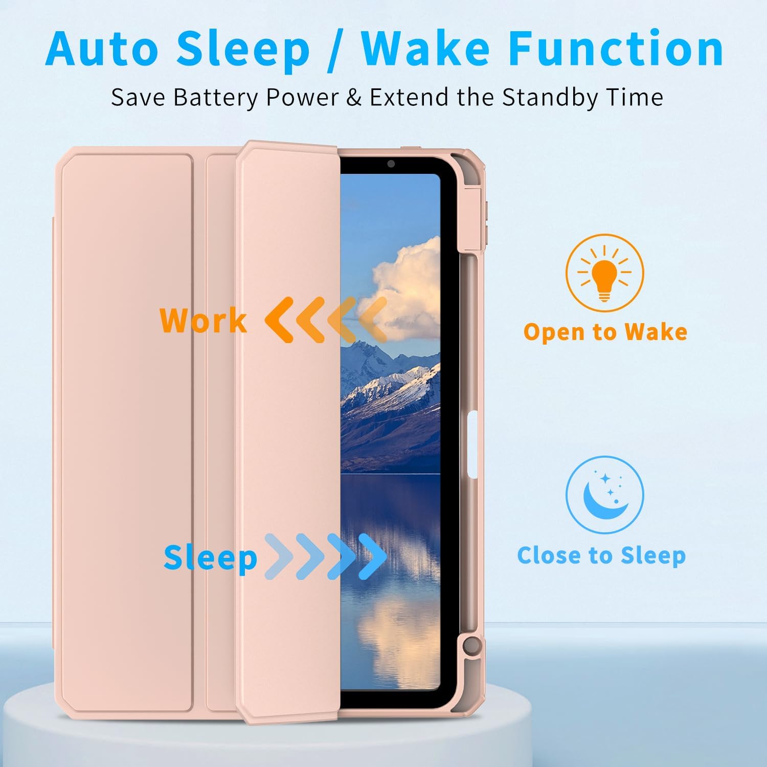 Husa pentru iPad Pro 11'' M4 2024 Patamiyar, Suport pentru Creion, Coperta Smart Slim, Usoara, Piele PU, Functie Sleep/Wake, culoare Roz