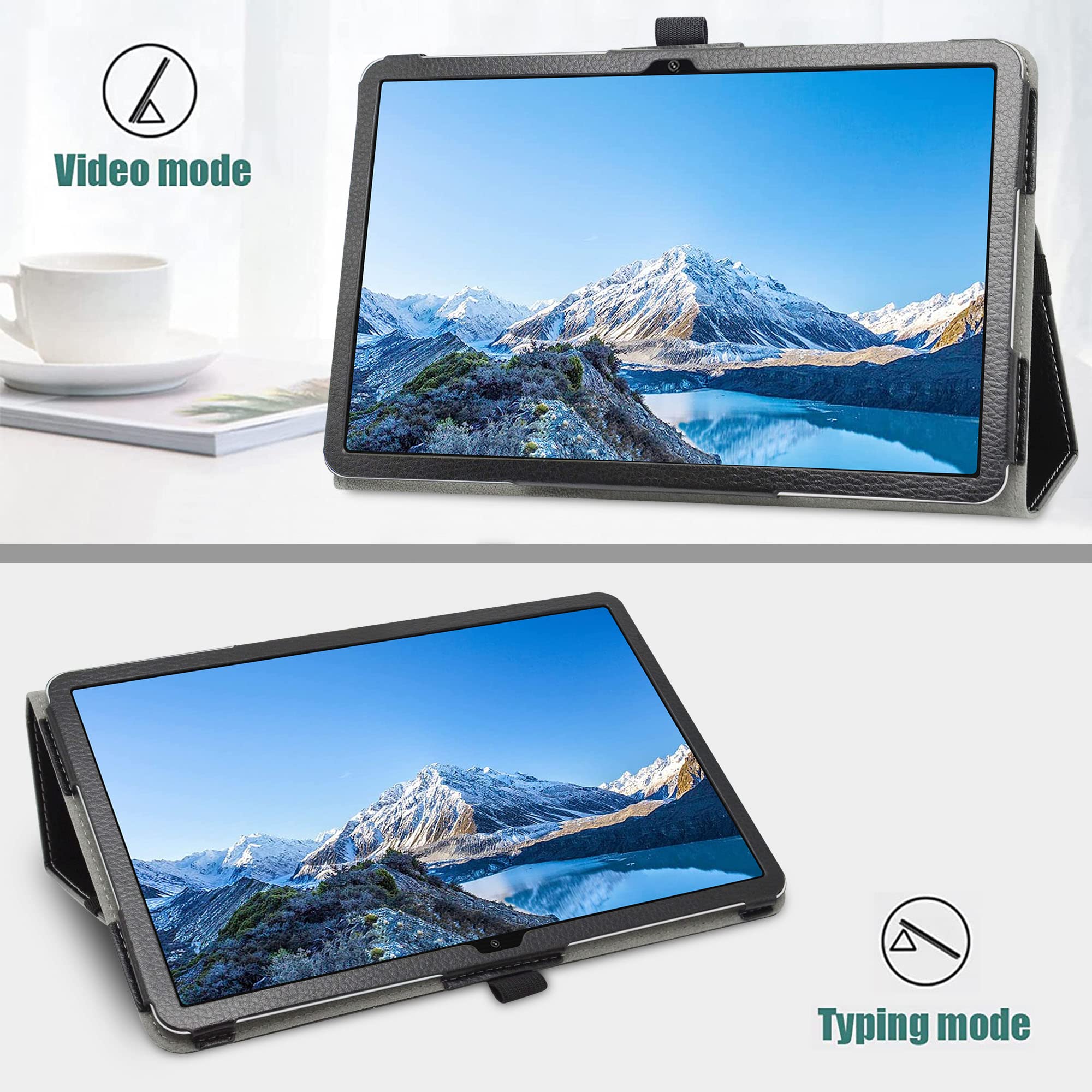 Husa MAMA MOUTH, compatibila cu Blackview Tab 16, tip carte, piele ecologica, culoare negru