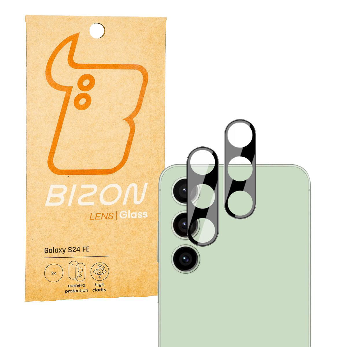 Set 2x Sticla camera photo Bizon Glass Lens pentru Galaxy S24 FE, transparenta