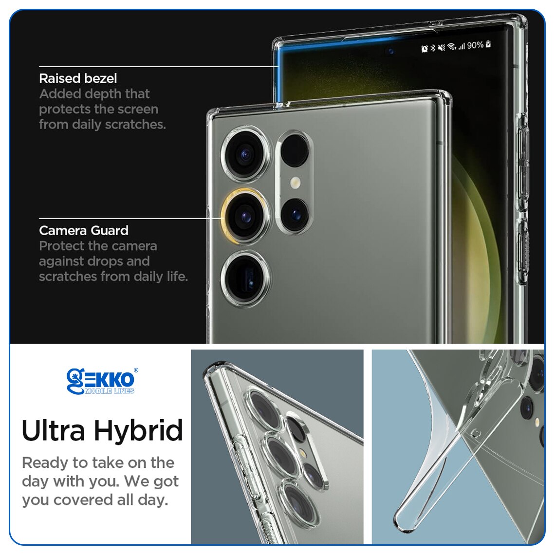 Husa protectie pentru Samsung S23 Ultra, din silicon gel, Slim, Ultra Clear, margini ridicate, decupaje protectie camere, 2MGekko, Transparenta