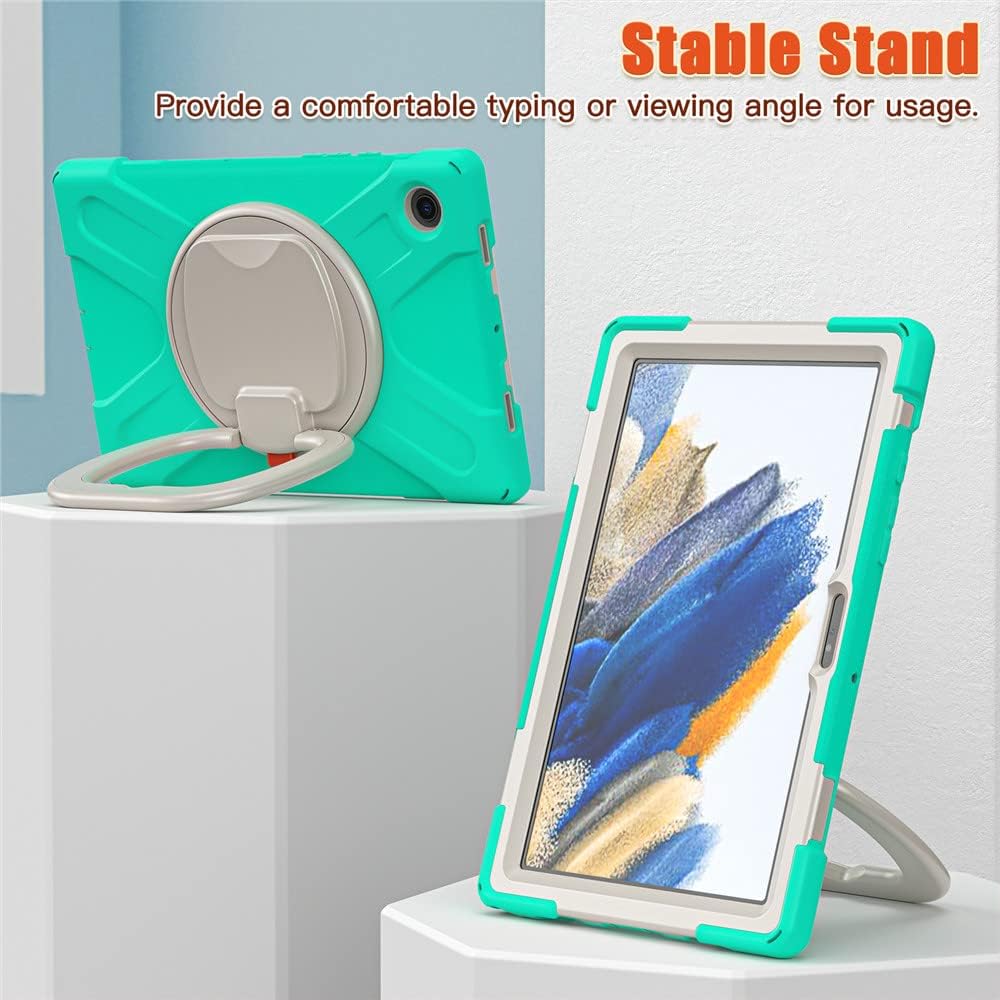 Husa Shockproof Armor pentru Samsung Galaxy Tab A7 Lite(SM-T220/T225), 8.7", Sigloo, Curea Umar, Protectie 360, Verde menta