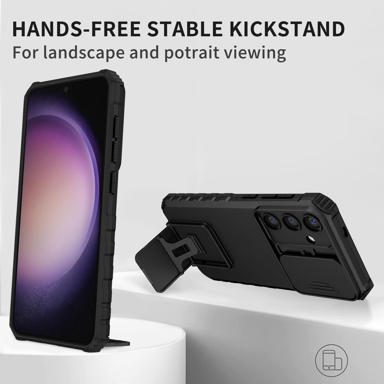 Husa telefon, pentru Samsung Galaxy A25 5G Fereastra glisanta, suport inovator, Negru mat
