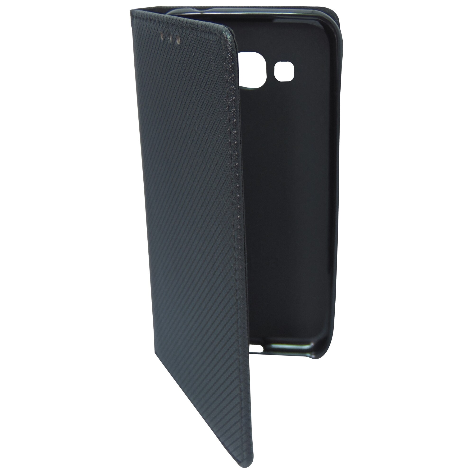 Husa tip carte cu stand Smart Magnet (romburi) neagra pentru Samsung Galaxy J3 (SM-J320F) (2016)