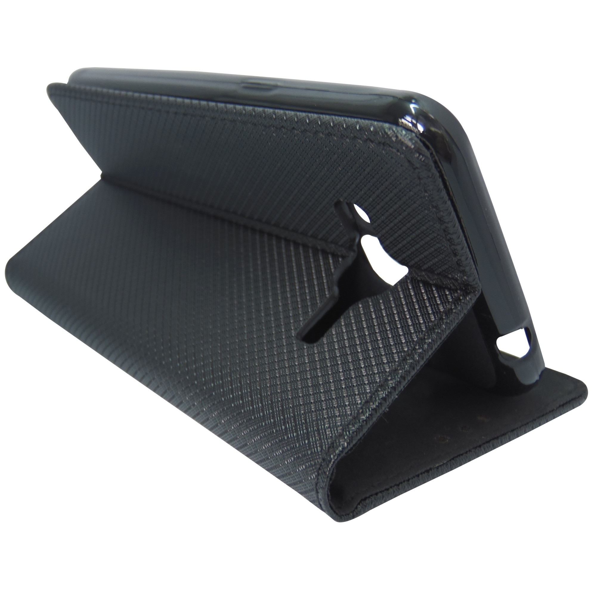 Husa tip carte cu stand Smart Magnet (romburi) neagra pentru Samsung Galaxy J3 (SM-J320F) (2016)