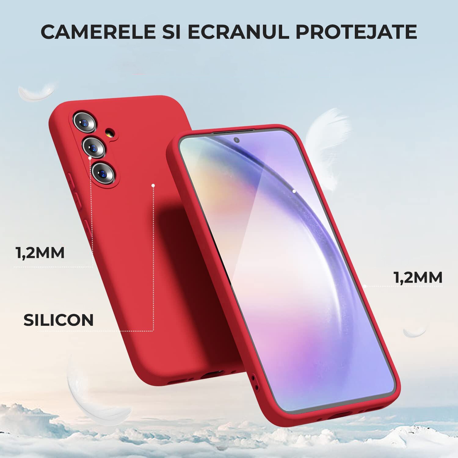 Husa pentru Samsung A55 5G Daden® Silicon Soft, Ultra Slim, Protectie sporita, Interior de microfibra, Rosu