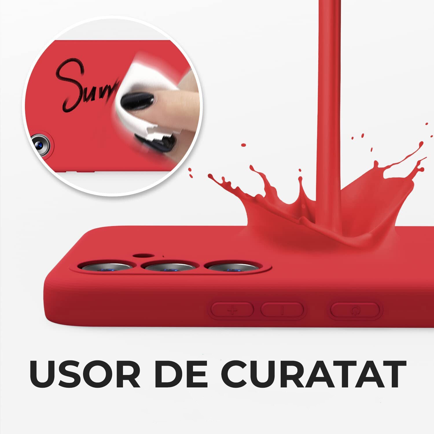 Husa pentru Samsung A55 5G Daden® Silicon Soft, Ultra Slim, Protectie sporita, Interior de microfibra, Rosu