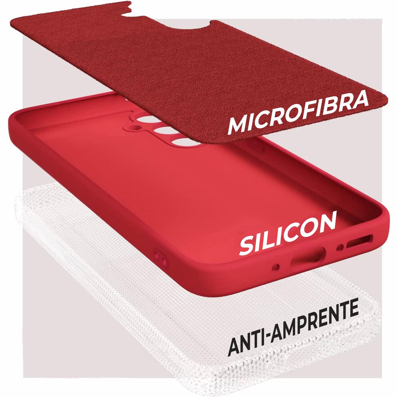 Husa pentru Samsung A55 5G Daden® Silicon Soft, Ultra Slim, Protectie sporita, Interior de microfibra, Rosu