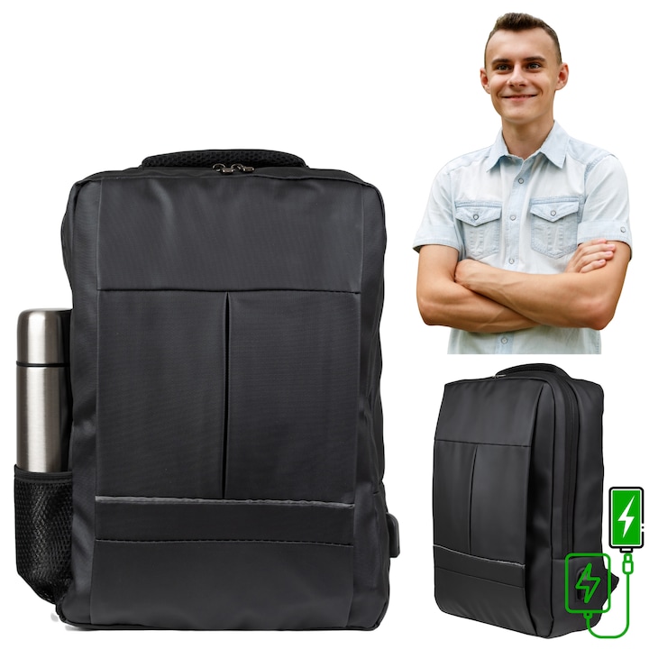 Rucsac scolar si pentru facultate 14L cu port USB si compartiment laptop 15,6” – confort zilnic si functionalitate moderna BK91103black