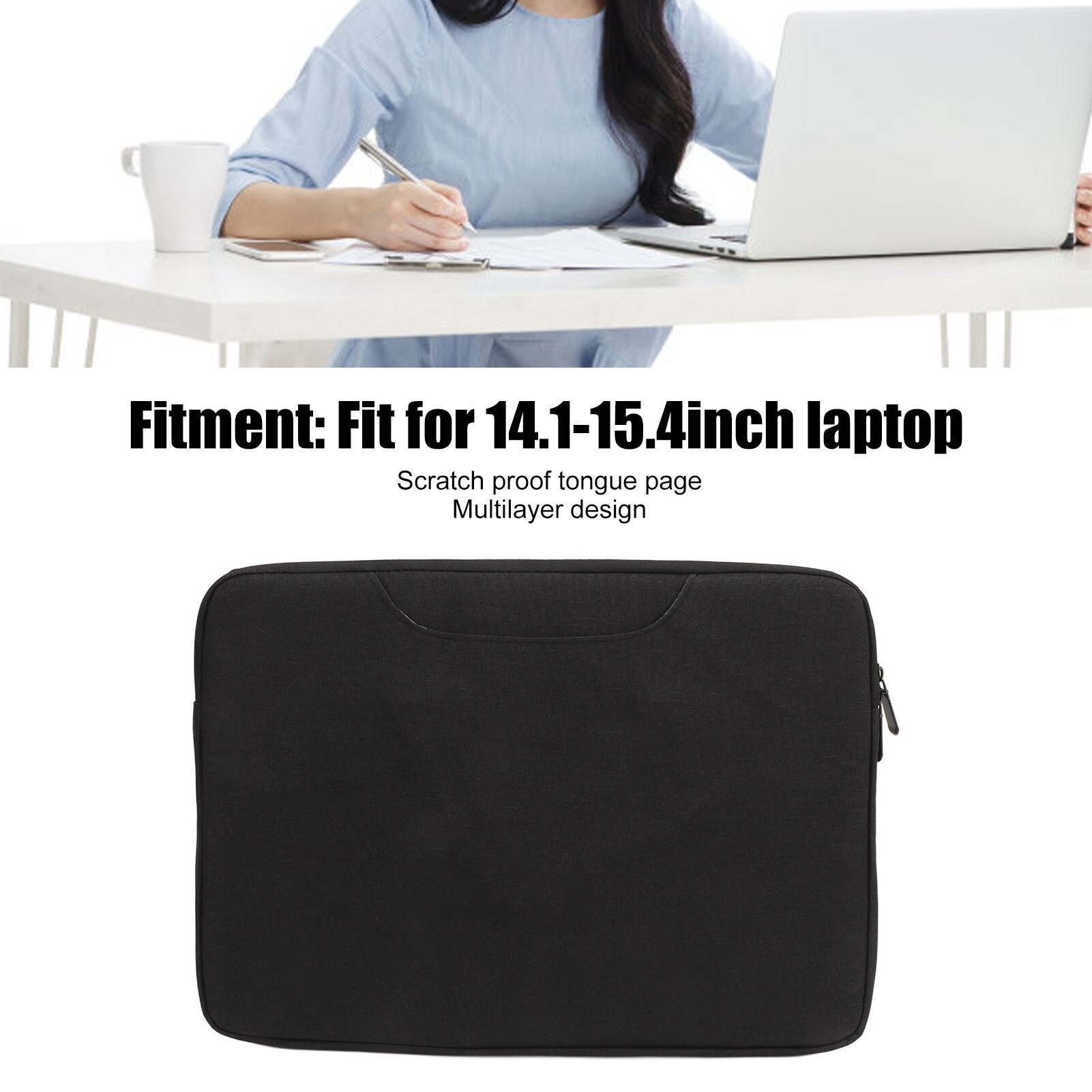 Geanta laptop, 11-14 inch, capacitate mare, material Oxford, neagra