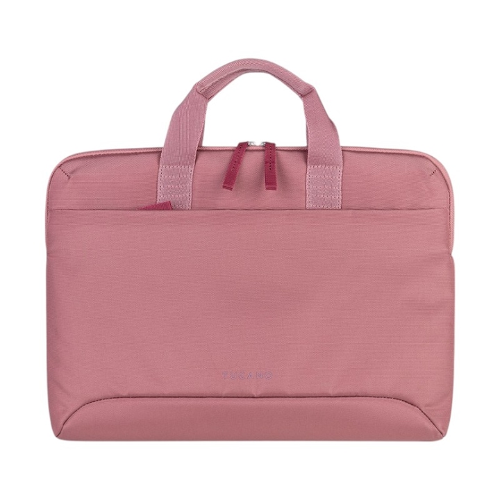 Geanta laptop Tucano Smilza Super Slim, roz, 37x27x3,5cm, cu compartiment antisoc pentru laptop