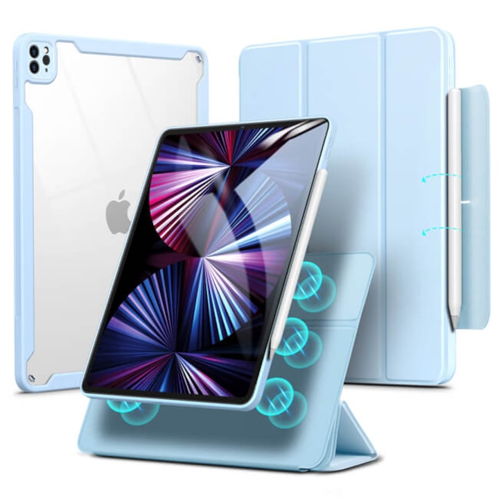 Husa tableta ESR Rebound Hybrid 360, albastru deschis, compatibila cu iPad Pro 11 2022/2021, 3 in 1, cu suport si functie smart