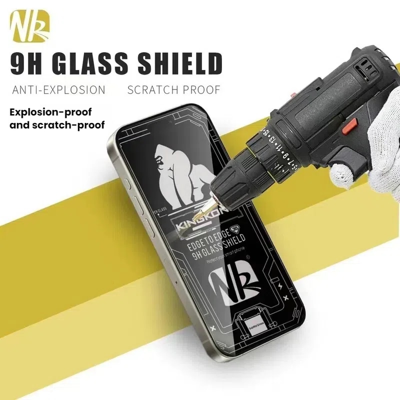 Set 2 folii protectie telefon, Kingkong, Sticla securizata, 9H, Pentru iPhone 15 Pro Max