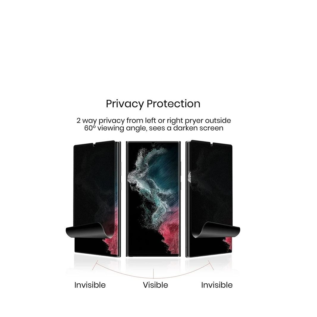 Folie de protectie ecran compatibila cu Samsung S22 Ultra, Privacy Hydrogel din silicon, TPU, acopera tot ecranul, transparenta, PlanetPhone®