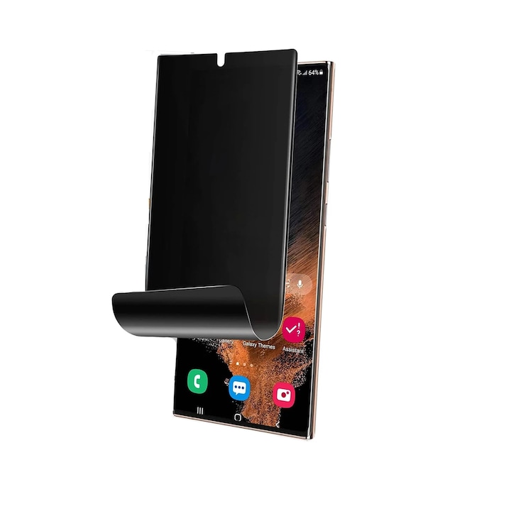 Folie de protectie ecran compatibila cu Samsung S22 Ultra, Privacy Hydrogel din silicon, TPU, acopera tot ecranul, transparenta, PlanetPhone®