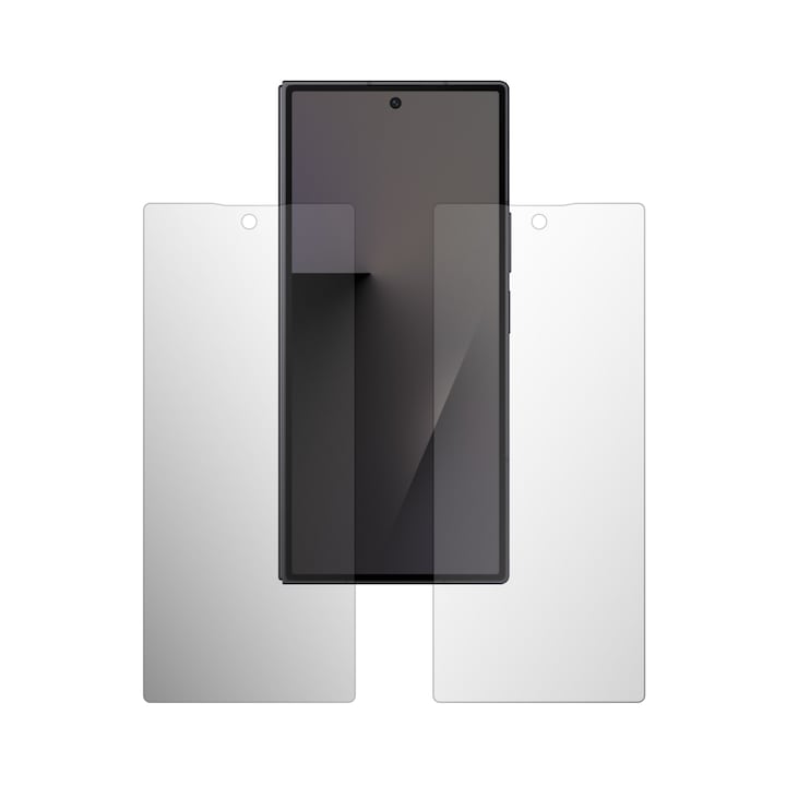 Set 2X Folie Protectie Ecran Externa Folie24, pentru Samsung Galaxy Z Fold7, 1X Ultra-Clear + 1X Mata, Acoperire Totala Full-Display, Adezive, Flexibile cu Auto Regenerare