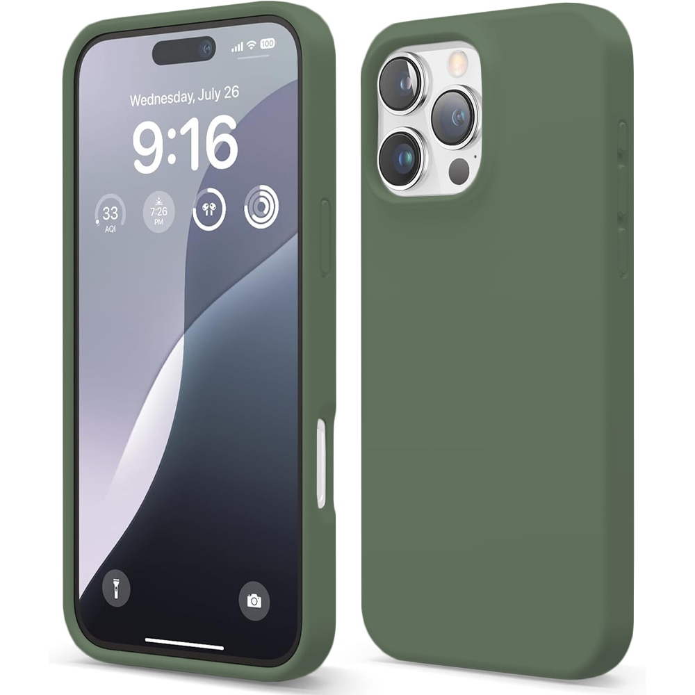 Husa CASEY STUDIOS™ compatibila cu iPhone 16 Pro, Soft Silicone Premium, Microfibra in Interior, Webster Green, de Protectie, Ultra Slim, pentru Incarcare Wireless, Margini Ridicate de Protectia Ecranului si a Camerelor