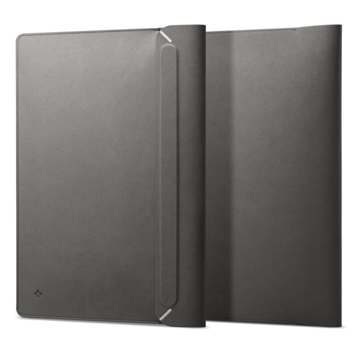 Mapa pentru protectie laptop, diagonala maxima 16", Valentinus Sleeve, inchidere magnetica, piele ecologica, Gri