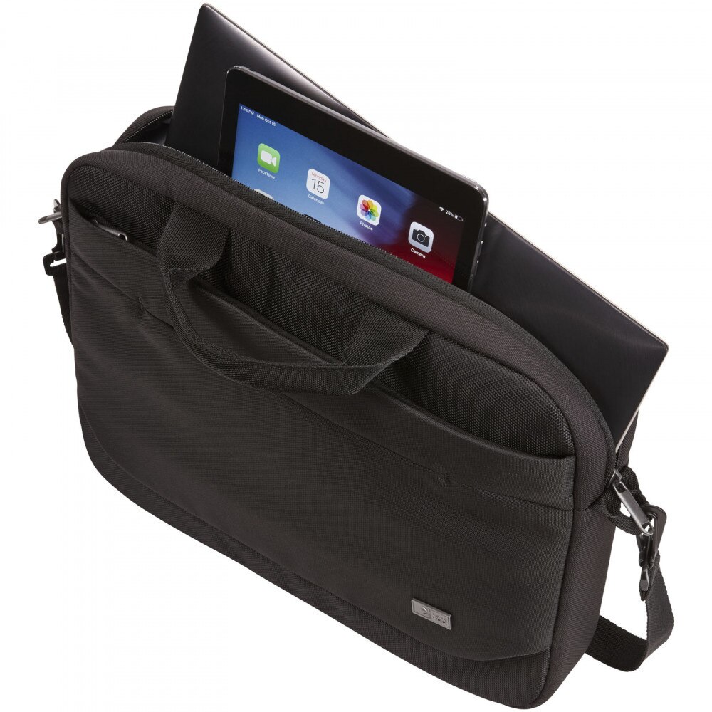 Geanta laptop si tableta, 21MAR1010, 37x29x7 cm, 14 inch, Case Logic by AleXer, Poliester, Negru, breloc inclus