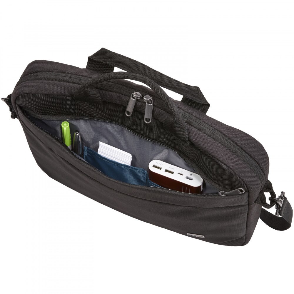 Geanta laptop si tableta, 21MAR1010, 37x29x7 cm, 14 inch, Case Logic by AleXer, Poliester, Negru, breloc inclus