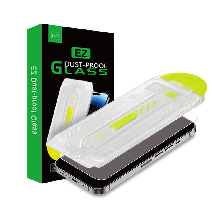 Pachet promo: Set 2 bucati Folie de Sticla Compatibila Apple iPhone 15 Pro cu Dispozitiv Aplicator pentru Potrivire Usoara si Instalare Rapida, Protectie Ecran Telefon Duritate 9H, Transparent + Set 2 bucati Folie de Sticla Compatibila Apple iPhone 15 Pro pentru Dispozitiv Aplicator, Protectie Ecran Telefon Duritate 9H, Transparent
