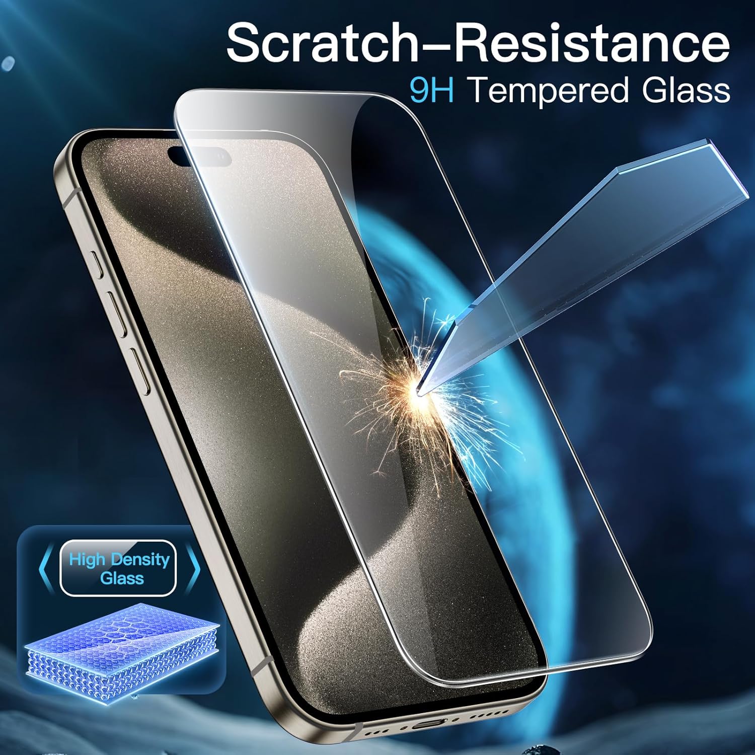 Folie protectie telefon, Sticla securizata, 9H, Pentru iPhone 15 Pro, Transparent