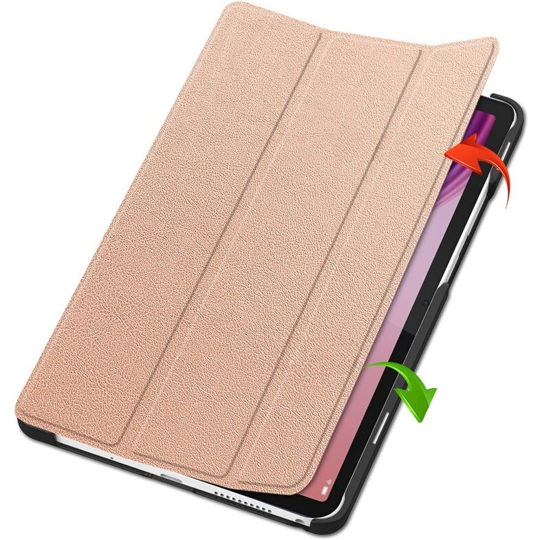 Husa tablete, Lenovo Tab One, Smartcase, roz rose gold, functie suport, material PU si PC